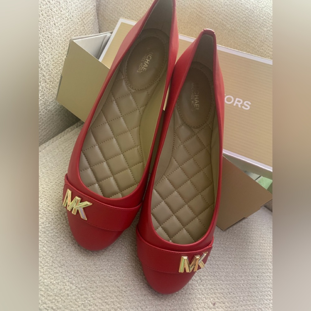 New Michael Kors Jilly Ballet Flat Crimson Red Designer Shoes SZ 9